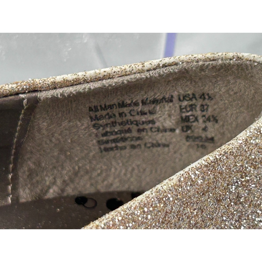 Brash Women Ballet Flats Size 4.5 Gold Glitter Bow Slip‎ On Y2K Glam Cute - Picture 4 of 9